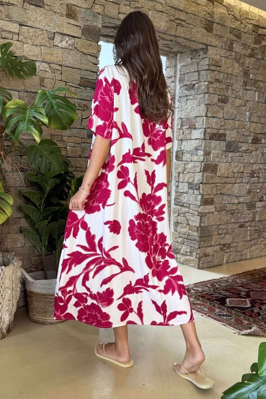 The Lilia Shirt Dress Raspberry